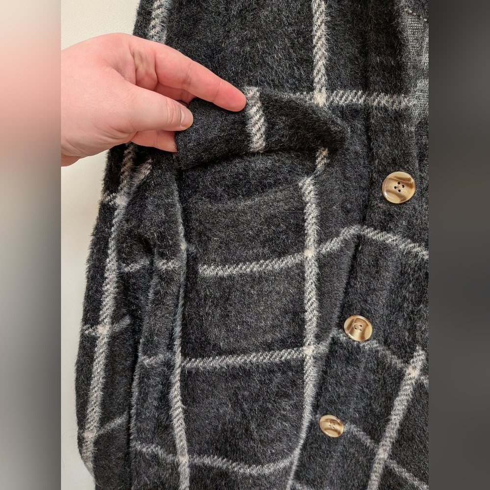 Z Supply Black White Plaid Tucker Shirt Jacket Relaxed Fit Size XS - Picture 9 of 15